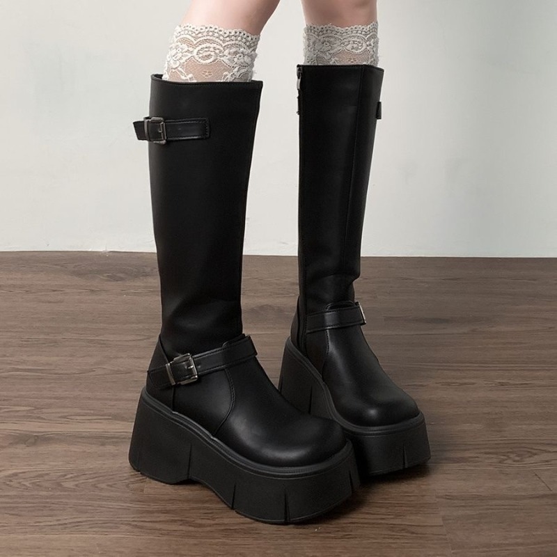 Leather Classic Strap - Bottes classiques noires pour femmes, bottes